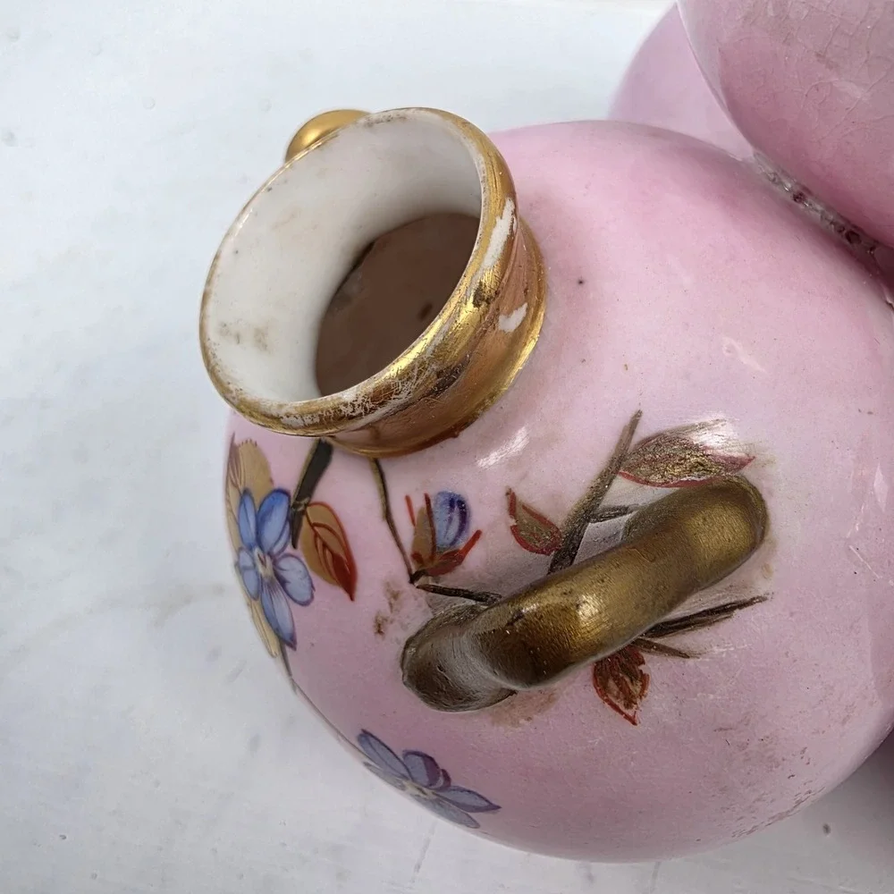 Antique‎ Royal Worcester Pink Stacked Ball Bulb Quadtriple Vase 5